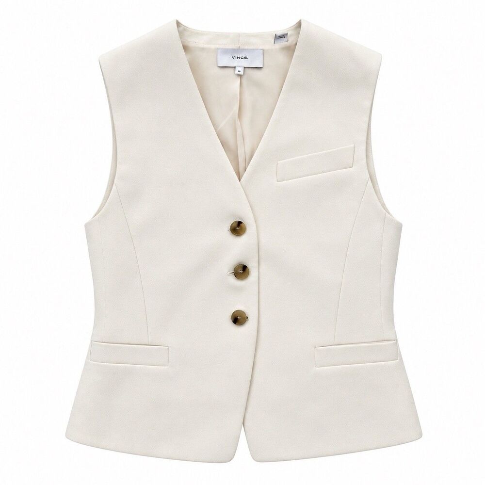 Vince Ivory Tailored Suit Vest Size 00 Adjustable Back Quiet Luxury Waistcoat